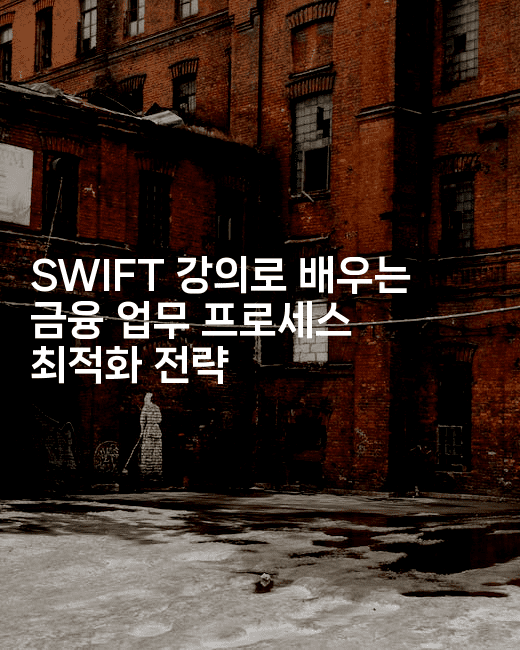 SWIFT 강의로 배우는 금융 업무 프로세스 최적화 전략-스위프리